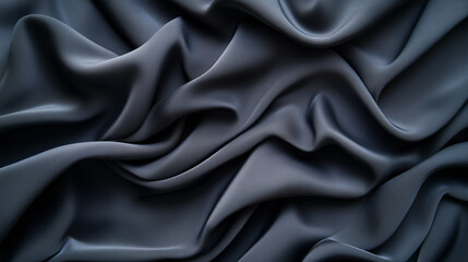 Fototapeta premium Flowing Black Satin Fabric Forming Smooth Artistic Abstract Waves
