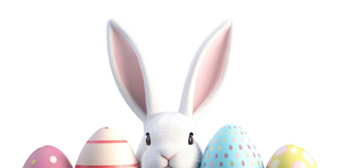 PNG Easter banner eggs rabbit colors.