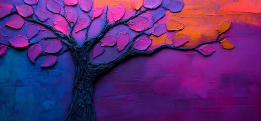 Colorful sculpted tree art
