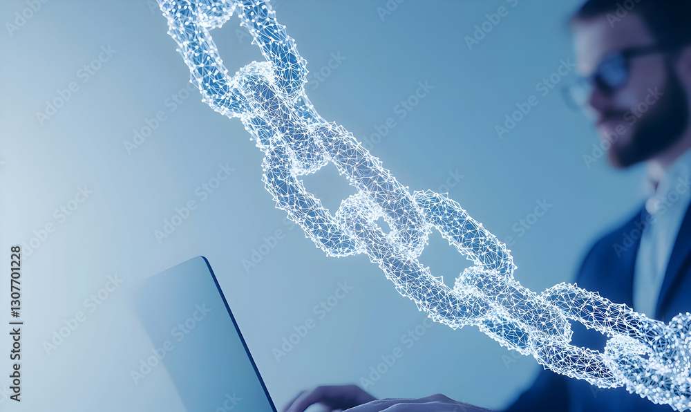 Poster digital innovation and blockchain technology in modern business