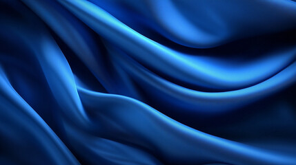 Fototapeta premium Elegant Navy Blue Silk Fabric With Soft Satin Textures and Graceful Waves