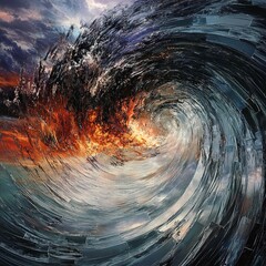 Dynamic ocean wave capturing explosive energy and vibrant colors at sunset