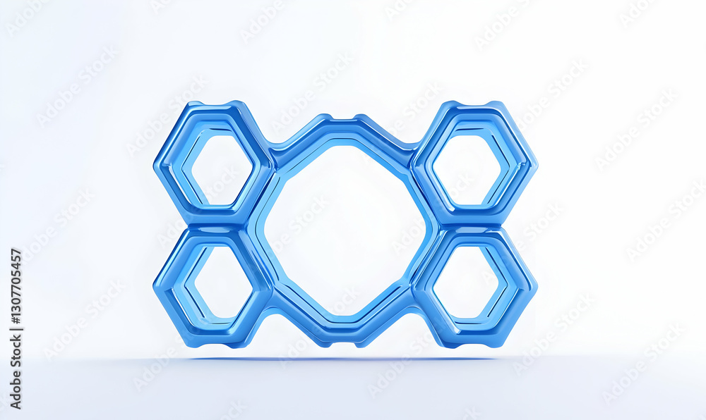 Poster abstract blue hexagonal shape on a white background for design