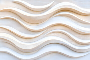 Elegant wave wall panel; modern interior design texture; subtle cream tones; ideal for background or home decor