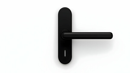 Modern Black Door Handle on Minimalist White Background