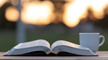 Fototapeta premium A serene moment with a book and coffee, perfect for relaxation.