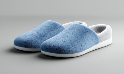 Cozy indoor slippers in soft fabrics with muted tones on a neutral surface creating a calming atmosphere