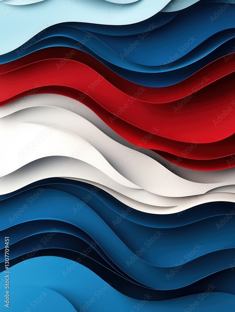 Aufkleber dynamic layered paper art background in red, blue, and white representing national pride and creativ