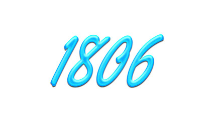 Glowing blue effect of number 1806 on white background.
