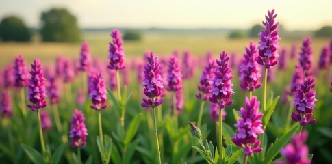 Naklejka premium Dense purple prairie verbena flowers blooming in a field, nature, prairie, purple