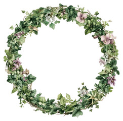Fototapeta premium PNG Victorian art botanical wreath circle.