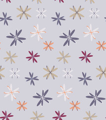 Pastel Floral Abstract Seamless Pattern on Light Blue