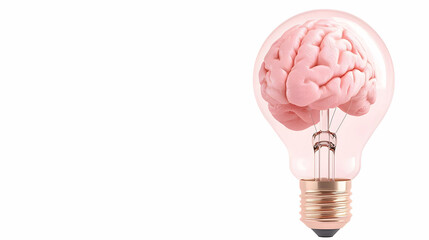 Brain Inside Light Bulb Symbolizing Creativity and Innovative Thinking