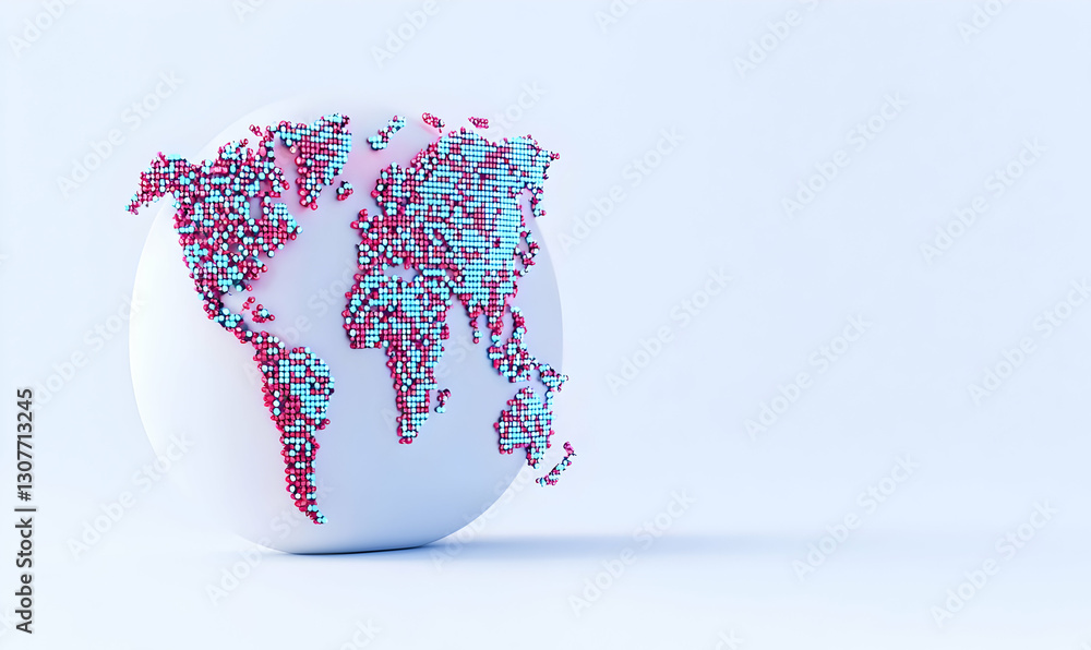 Poster abstract globe with colorful dots representing global data visualization