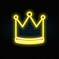 Hyperrealistic animated Neon Crown in trendy stylish colors. Futuristic technology.yellow