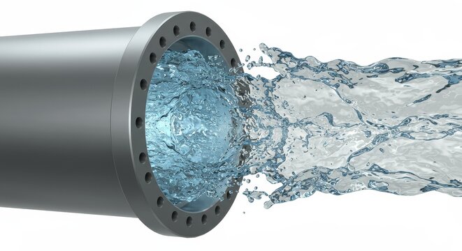 Fluid Dynamics Pipe Simulation - Visualizing liquid flow, pressure, turbulence, engineering design, and cross-section analysis. The showcases a realistic simulation
