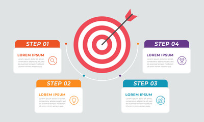 Target Achievement Infographic with Business Steps
