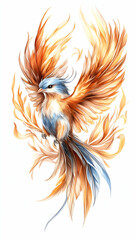 Obraz premium Fiery Bird in Flight Fantasy Art for Prints & Designs