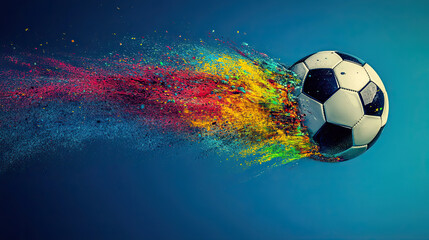A colorful and dynamic representation of a soccer ball splash in motion, ideal for athletic and sports themes.