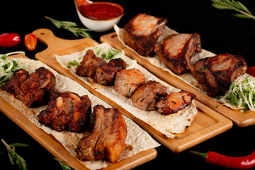 assortment of grilled mesats 