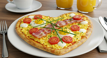 Heart-Shaped Barbecue Pizza with Cilantro and Onions: A Romantic Delight for Special Occasions