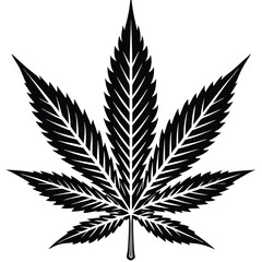 Black and White Cannabis Leaf - Vector Illustration,
Marijuana Leaf Silhouette - Botanical Line Art,
Hemp Leaf Tattoo Design - Monochrome Aesthetic.