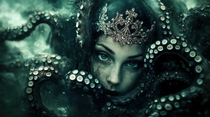 Woman with Octopus Tentacles and Crown - Underwater Fantasy Portrait ÐÐ²Ñ‚Ð¾Ñ€: Nokhoog