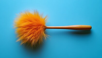 Orange duster on blue background.
