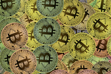 golden bitcoins as symbol of wealth