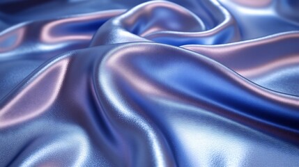 Smooth iridescent silk fabric softly drapes creating luxurious flowing folds. AI Generated