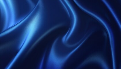 Obraz premium Silk satin fabric in deep navy blue. Abstract dark, elegant folds creating a smooth, luxurious background with soft light reflections and space for design or text overlay. 
