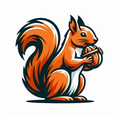 Obraz premium squirrel with nut on white background, logo