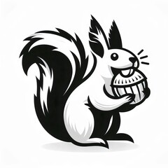 Fototapeta premium squirrel with nut on white background, logo, icon