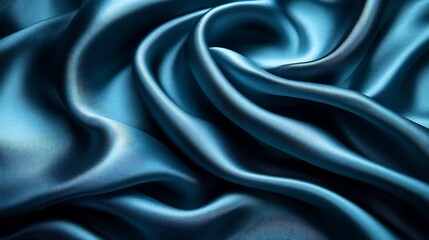 Obraz premium Deep Teal Silk Fabric Swirling Softly Moody Dramatic Lighting. AI Generated