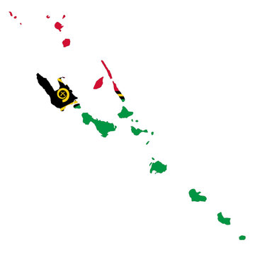 Vanuatu flag on the map