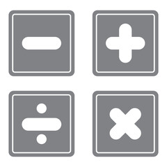 Fototapeta premium Plus, minus, multiply, divide and equal sign icon design set. Calculation and Mathematical sign symbol icon. Addition, subtraction, multiplication, division, equal sign, icon symbol.