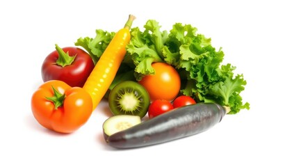 A vibrant, fresh vegetable, perfectly isolated on a pure white background, nature, salad