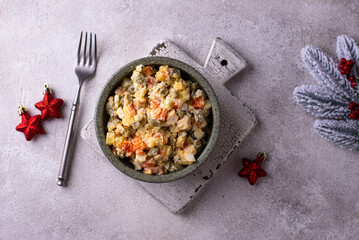 Traditional russian salad Olivier