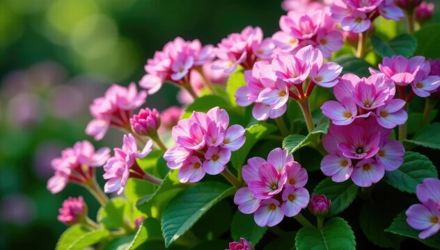 Densely packed branches of Royal Pelargonium Archie Pope with lilac flowers, greenery, flowers, pelargonium