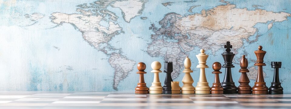 chess world map global conflict international Europe Africa game globe. policy chess world map competition power concept economic USA geopolitics war America worldwide risk Russia earth economy trade