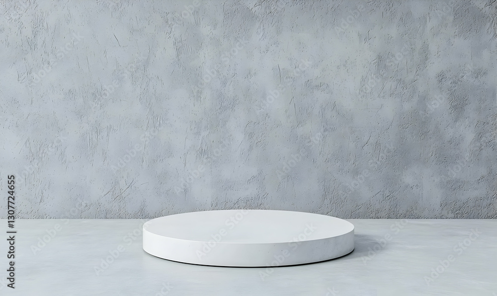 Poster modern minimalist display platform on gray textured background