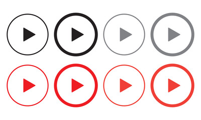 Play button icon set. video play vector symbol.