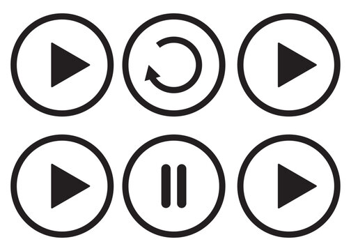 Media player button icons set. Pause, rewind, fast forward icon. Ui elements. Music player buttons. Video controls. Play