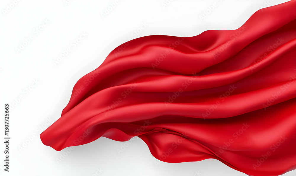Aufkleber flowing red fabric on white background for dynamic visual effects