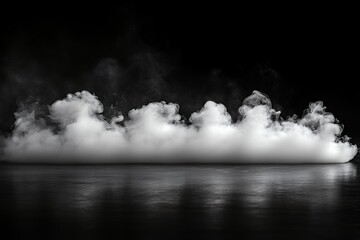 Captivating White Smoke Billowing Over Black Surface in Dramatic Scene