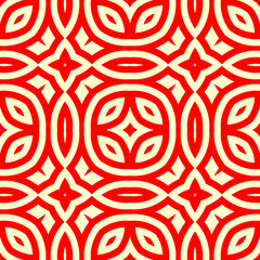 Rhombuses and circular figures, stars ornament. Seamless pattern. Embroidery backdrop. Tiles wallpaper. Ethnic motif. Geometric linear background. Digital paper. Geometrical textile print.