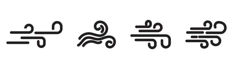 Doodle wind line sketch set. Hand drawn doodle wind motion, air blow, swirl elements. Sketch drawn air blow motion, smoke flow art, abstract line. Isolated on white background . vector illustration.
