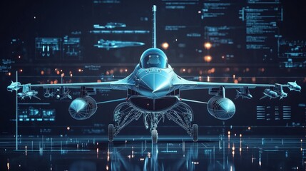 F-16 fighter jet with missile launch interface displayed on screen. 