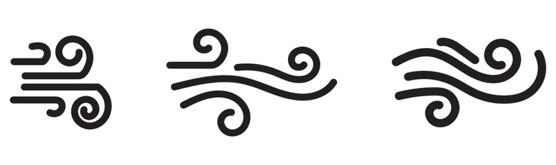 Wind blow line icon fresh vector cloud air isolated speed symbol. Wind blow air line icon logo.
