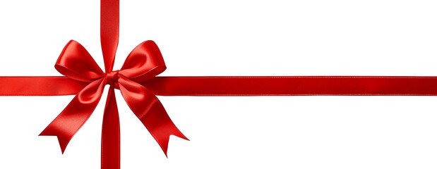 Czerwona wstążeczka z kokardą na białym tle